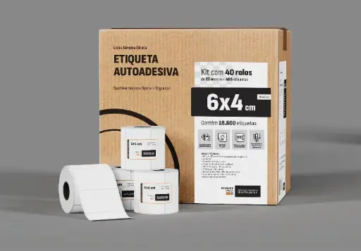 Etiqueta térmica 6x4 cm (60x40 mm), caixa com 40 rolos